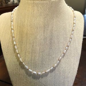 Dainty mother of pearl necklace/ gold
